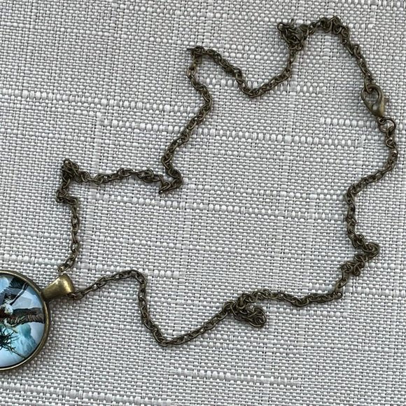 US Flag Necklace Bronze Tone Chain Fashion Patriot Jewelry Cabochon Pendant - Picture 5 of 7